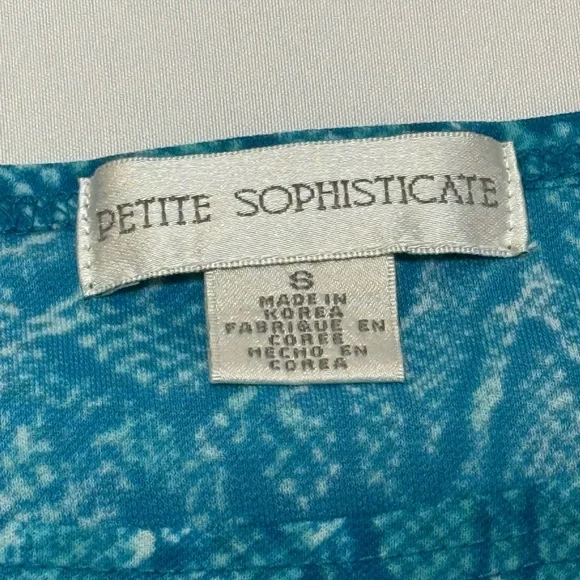 Petite Sophisticate Snake Print Turquoise Tank Top | Size S Petite - Picture 2 of 5